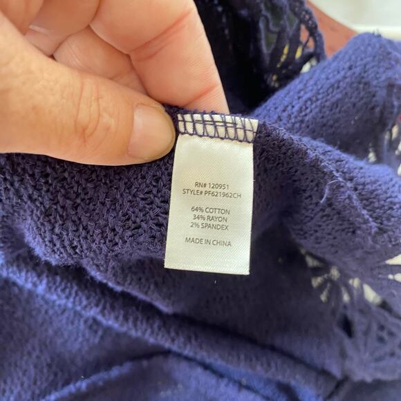 Charming Blue Cardigan SZXL Crotchet Trim Granny Grandma Cottage Peasant Prairie - Picture 10 of 10